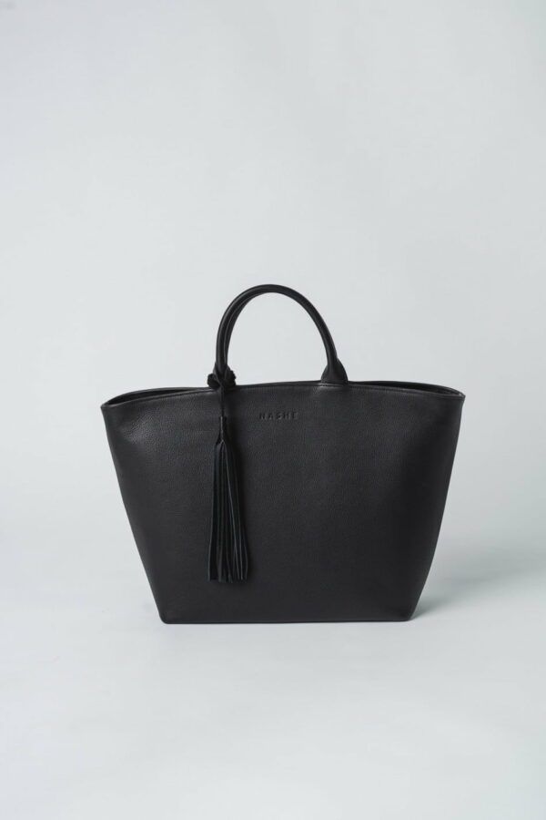 OFFICE BAG No. 4 - skórzana torba shopperka - czarna - z przegrodą